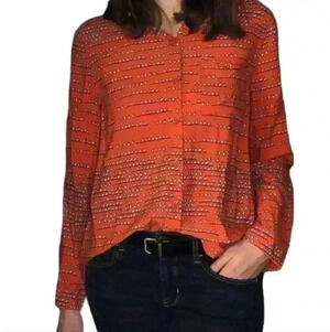 beachlunchlounge button down  orange heart long sleeve top